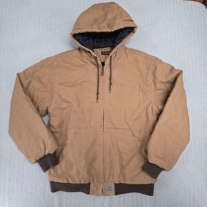 Wolverine Bomber Jacket Mens Medium Brown Hooded Full Zip Insulated Canvas